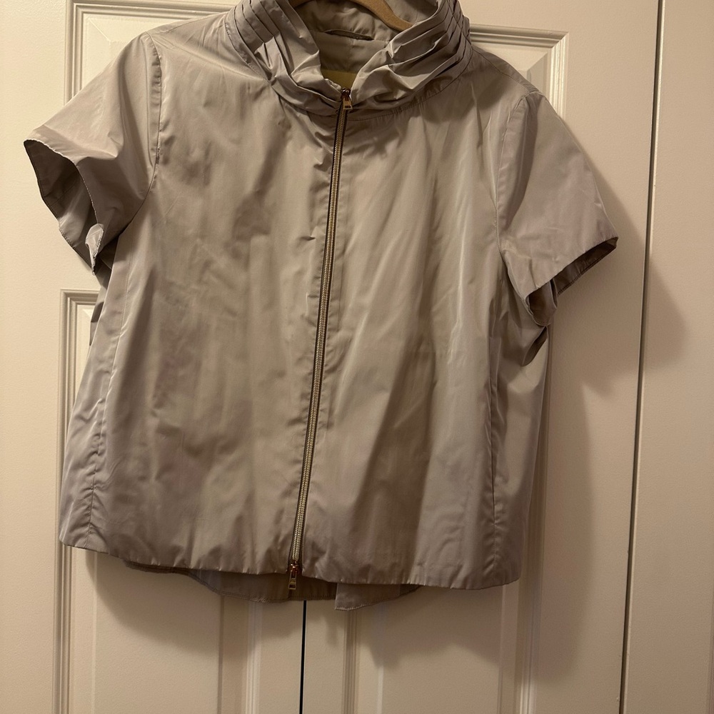 Herno Light Gray Short-Sleeve Zip Bomber Jacket